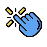 A hand with a finger pointing at a button vector