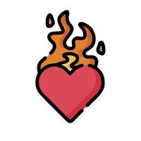 A heart with flames on it vector