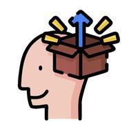 A cartoon head with an arrow coming out of it vector