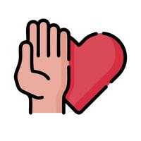 A hand with a heart in it and a stop sign vector