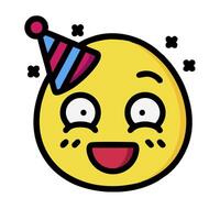 A cartoon smiley face with a party hat on vector