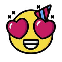 A cartoon smiley face with a party hat on it vector