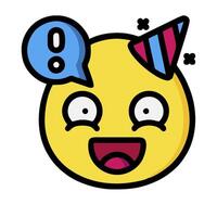 A yellow emoticion with a party hat on it vector