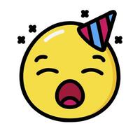 A cartoon emoticion with a party hat on vector