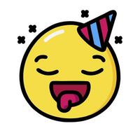 A cartoon smiley face with a party hat on vector