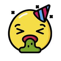 A cartoon emoticion with a party hat on vector