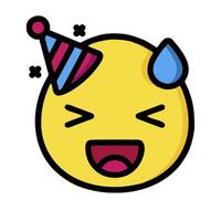 A cartoon emoticion with a party hat on vector