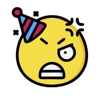 A yellow emoticion with a party hat on it vector