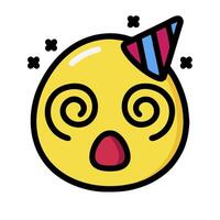 A yellow emoticion with a party hat on it vector