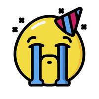 A yellow emoticion with a party hat on it vector