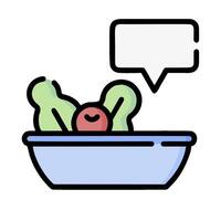 A bowl with vegetables and a speech bubble vector
