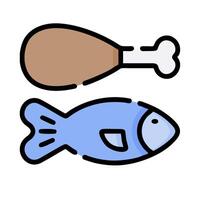 A chicken and fish icon on a white background vector
