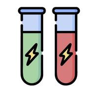 Two test tubes with different colors and a lightning bolt vector