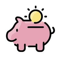 Piggy bank with coin icon illustration vector