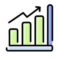 An icon of a graph chart with a bar going up vector