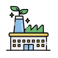 A factory building with a plant growing out of it vector