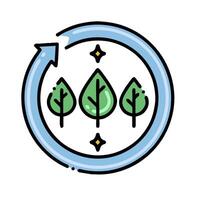 A circular icon with three trees in it vector