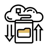A cloud with a file in it and arrows pointing to it vector
