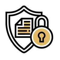 A shield with a padlock and a document vector