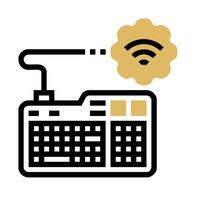 A wireless keyboard and mouse are connected to a wifi network vector