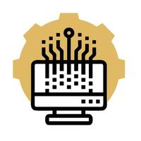 A computer with a circuit board on it vector