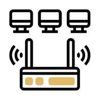 A router with four wireless devices on it vector
