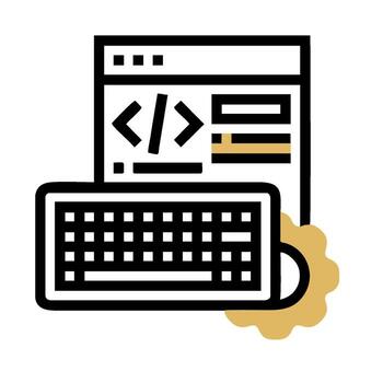 A computer keyboard and mouse are next to a computer screen vector