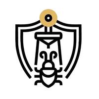 The logo for the company is a shield with a bug on it vector