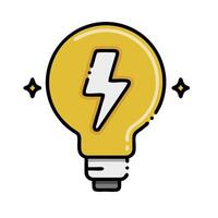 Light bulb with lightning icon, illustration vector