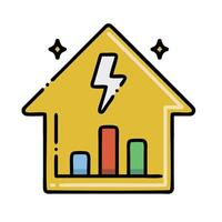 A house with a lightning bolt and a bar graph vector