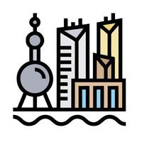 A city skyline with a tower and a water tower vector