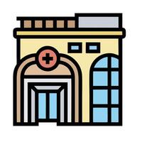 A building with a red cross on it vector