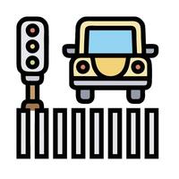 A car is driving over a crossing guard vector
