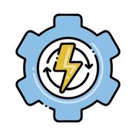 A gearwheel with a lightning bolt on it vector