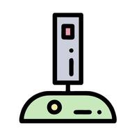 A game console with a controller on top vector