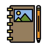 A notebook and pencil icon on a white background vector