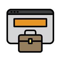 A briefcase and computer screen with an orange sign vector