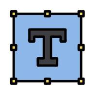 A blue square with a black letter t on it vector
