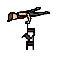 A man doing a handstand on a ladder vector
