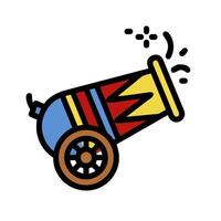 A cartoon cannon with a colorful wheel vector