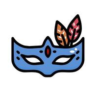 A blue mask with a feather on it vector