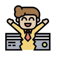 Businessman with broken computer icon illustration vector