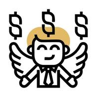 A cartoon man with wings and money signs vector