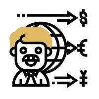 A man with a globe and arrows around him vector