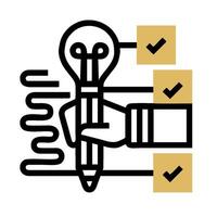 A hand holding a pen and a check box vector