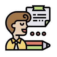 A man with a pencil and a paper in front of him vector
