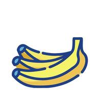 Bananas on white background with blue outline vector