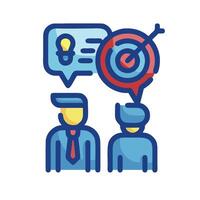Business people with target and speech bubble vector