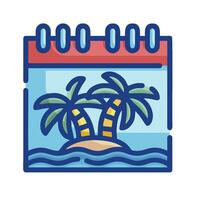 A calendar with palm trees and a beach vector