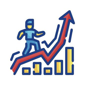 A man is walking up a graph chart vector